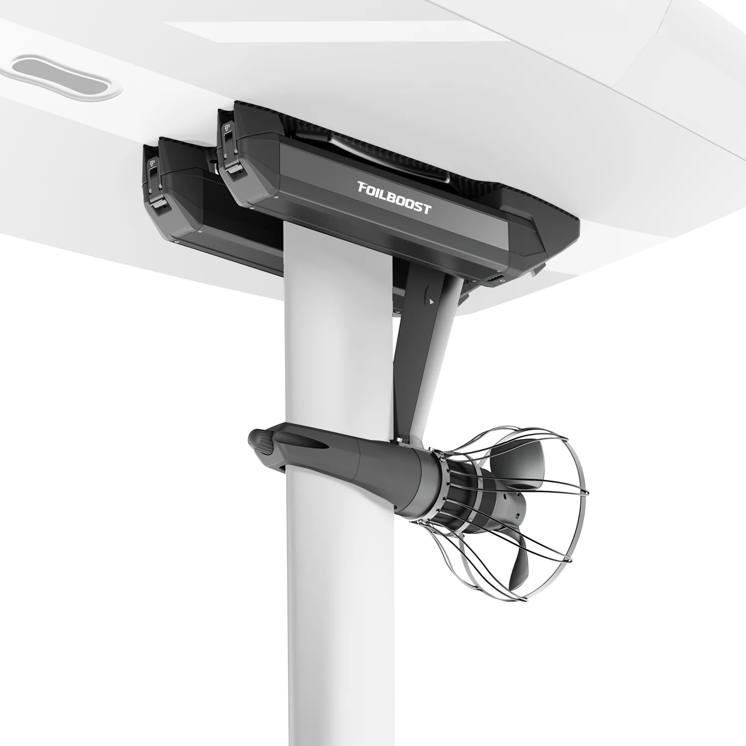 Waydoo FoilBoost electric hydrofoil assist kit mounted on foil mast