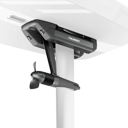 Waydoo FoilBoost electric foil assist kit mounted to hydrofoil mast